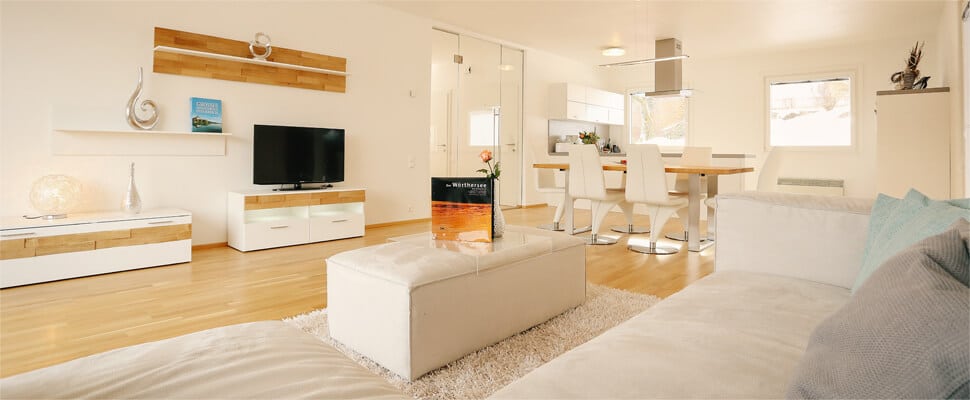 Wohnzimmer mit LCD-TV – Ferienwohnung Wörthersee