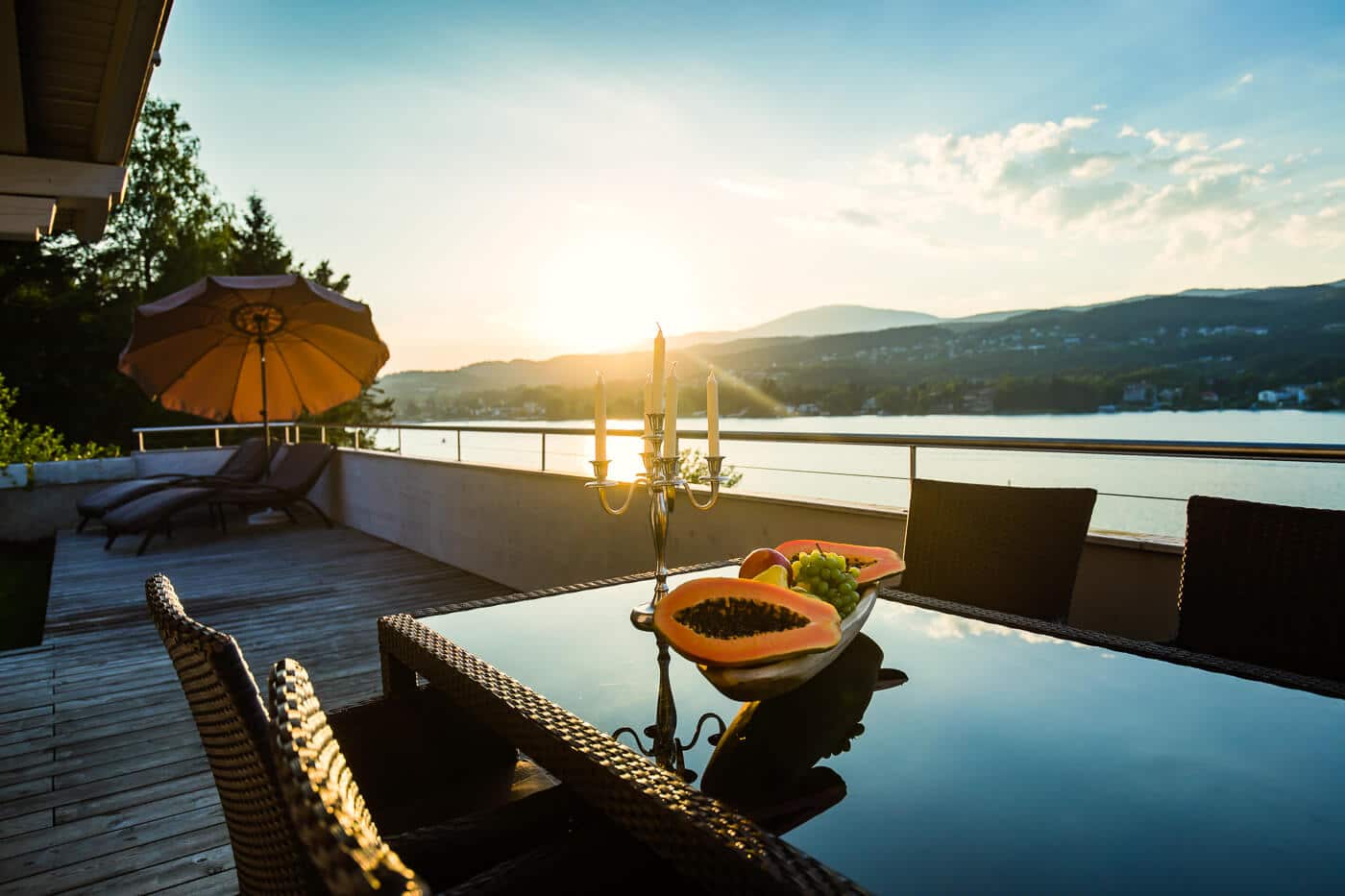 Terrasse mit Seeblick – Ferienwohnung Wörthersee