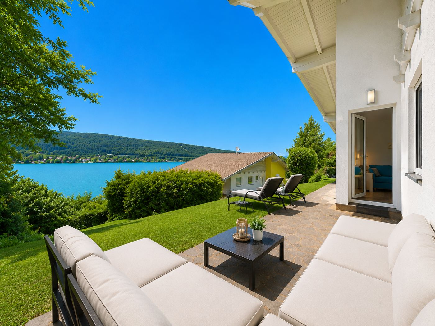 Terrasse mit Seeblick – Ferienwohnung am Wörthersee
